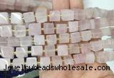 CUBS39 15 inches 7 - 8mm cube rose quartz gemstone beads wholesale