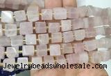 CUBS40 15 inches 8 - 9mm cube rose quartz gemstone beads wholesale