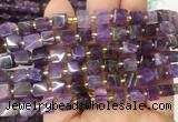 CUBS42 15 inches 7 - 8mm cube amethyst gemstone beads wholesale