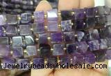 CUBS43 15 inches 8 - 9mm cube amethyst gemstone beads wholesale