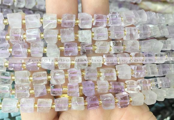 CUBS44 15 inches 6 - 7mm cube amethyst gemstone beads wholesale