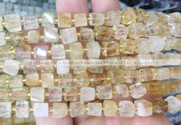 CUBS47 15 inches 6 - 7mm cube citrine gemstone beads wholesale