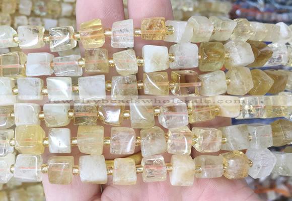 CUBS48 15 inches 7 - 8mm cube citrine gemstone beads wholesale