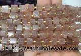 CUBS50 15 inches 6 - 7mm cube strawberry quartz gemstone beads wholesale