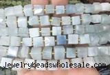 CUBS55 15 inches 8 - 9mm cube aquamarine gemstone beads wholesale