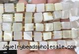 CUBS73 15 inches 8 - 9mm cube white moonstone gemstone beads wholesale