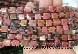 CUBS84 15 inches 7 - 8mm cube rhodonite gemstone beads wholesale