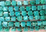 CUBS91 15 inches 8 - 9mm cube amazonite gemstone beads wholesale