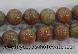 CUG104 15.5 inches 12mm round Chinese unakite beads wholesale