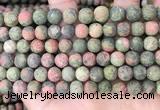 CUG192 15.5 inches 8mm round matte unakite beads wholesale