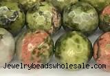 CUG195 15 inches 6mm faceted round unakite beads wholesale