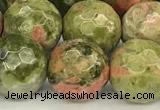 CUG197 15 inches 10mm faceted round unakite beads wholesale