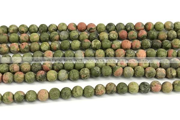 CUG206 15 inches 6mm round matte unakite beads