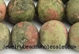 CUG209 15 inches 12mm round matte unakite beads