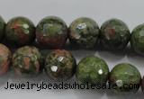 CUG302 15.5 inches 8mm faceted round unakite gemstone beads