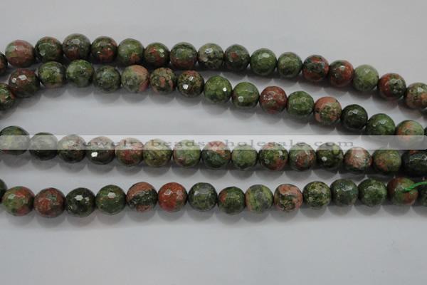 CUG303 15.5 inches 10mm faceted round unakite gemstone beads