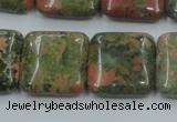 CUG60 16 inches 20*20mm square natural unakite gemstone beads wholesale