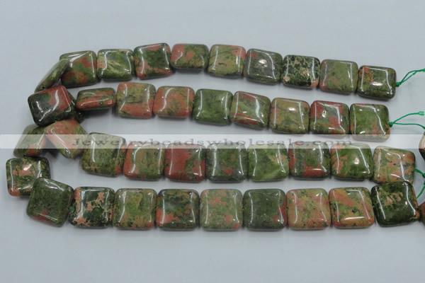 CUG60 16 inches 20*20mm square natural unakite gemstone beads wholesale