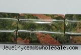 CUG72 15.5 inches 22*30mm flat tube unakite gemstone beads