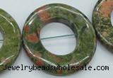 CUG77 15.5 inches 40mm donut unakite gemstone beads wholesale