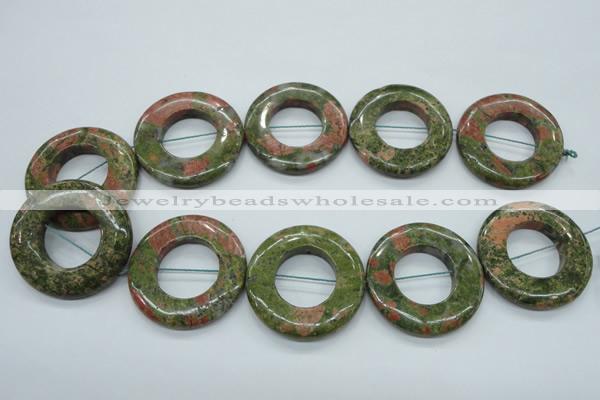 CUG77 15.5 inches 40mm donut unakite gemstone beads wholesale