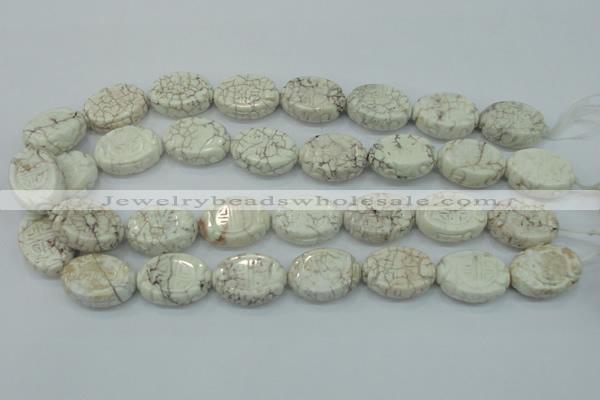 CWB01 15.5 inches 18*25mm carved oval natural white howlite gemstone beads