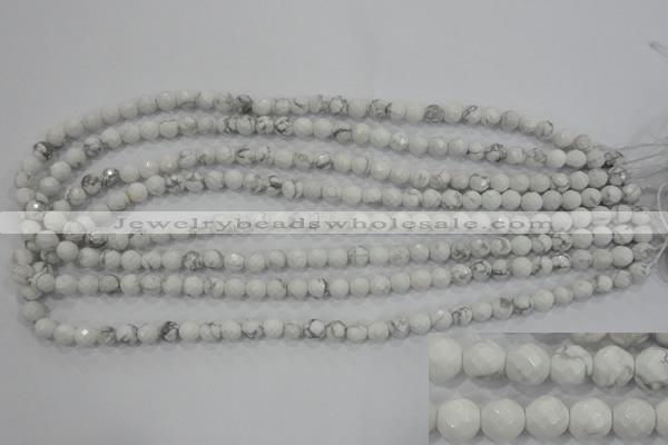 CWB211 15.5 inches 6mm faceted round natural white howlite beads