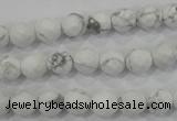 CWB212 15.5 inches 8mm faceted round natural white howlite beads