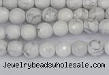 CWB230 15.5 inches 4mm faceted round white howlite beads