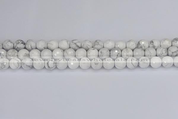 CWB232 15.5 inches 8mm faceted round white howlite beads