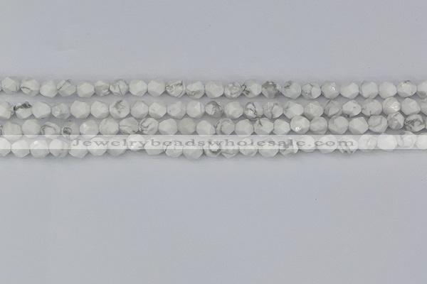 CWB238 15.5 inches 6mm faceted nuggets white howlite beads