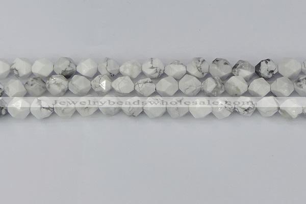 CWB240 15.5 inches 10mm faceted nuggets white howlite beads