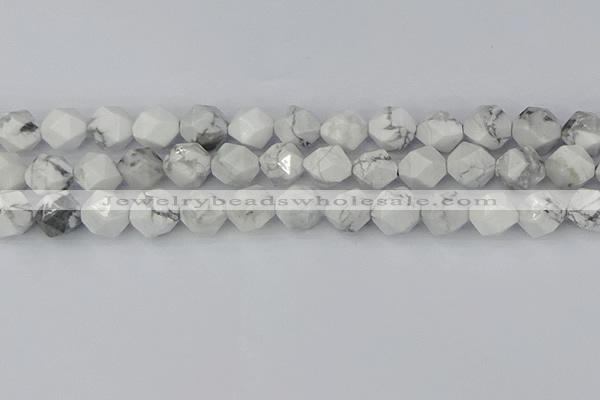 CWB241 15.5 inches 12mm faceted nuggets white howlite beads