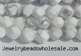 CWB244 15.5 inches 6mm faceted nuggets matte white howlite beads