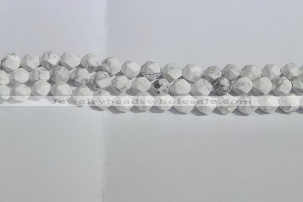 CWB245 15.5 inches 8mm faceted nuggets matte white howlite beads