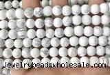 CWB252 15.5 inches 8mm round matte white howlite beads wholesale