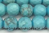 CWB260 15 inches 6mm faceted round howlite turquoise beads