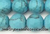 CWB261 15 inches 8mm faceted round howlite turquoise beads