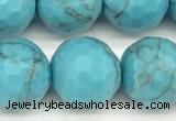 CWB263 15 inches 12mm faceted round howlite turquoise beads