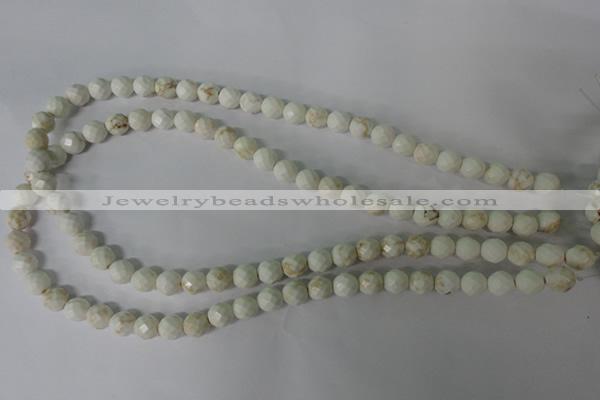 CWB301 15.5 inches 6mm faceted round howlite turquoise beads