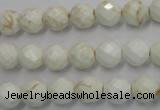 CWB302 15.5 inches 8mm faceted round howlite turquoise beads