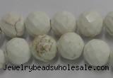 CWB304 15.5 inches 12mm faceted round howlite turquoise beads