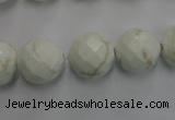 CWB305 15.5 inches 14mm faceted round howlite turquoise beads