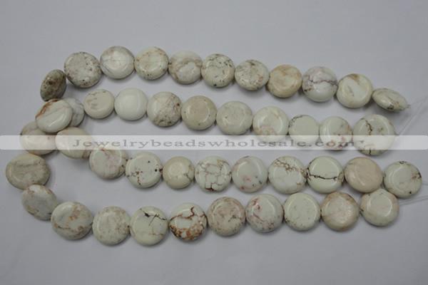 CWB345 15.5 inches 18mm flat round howlite turquoise beads