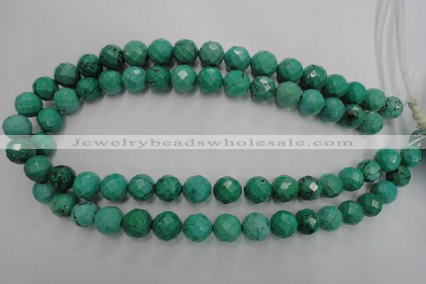 CWB404 15.5 inches 12mm faceted round howlite turquoise beads