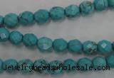 CWB421 15.5 inches 6mm faceted round howlite turquoise beads