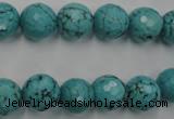 CWB423 15.5 inches 10mm faceted round howlite turquoise beads