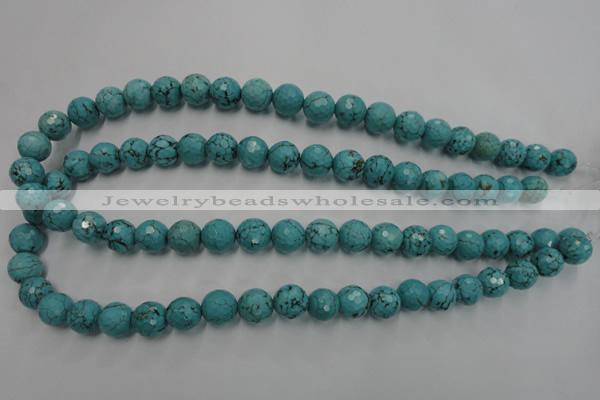 CWB423 15.5 inches 10mm faceted round howlite turquoise beads