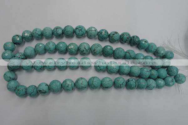 CWB424 15.5 inches 12mm faceted round howlite turquoise beads