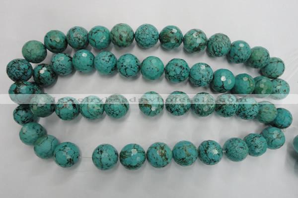 CWB427 15.5 inches 16mm faceted round howlite turquoise beads